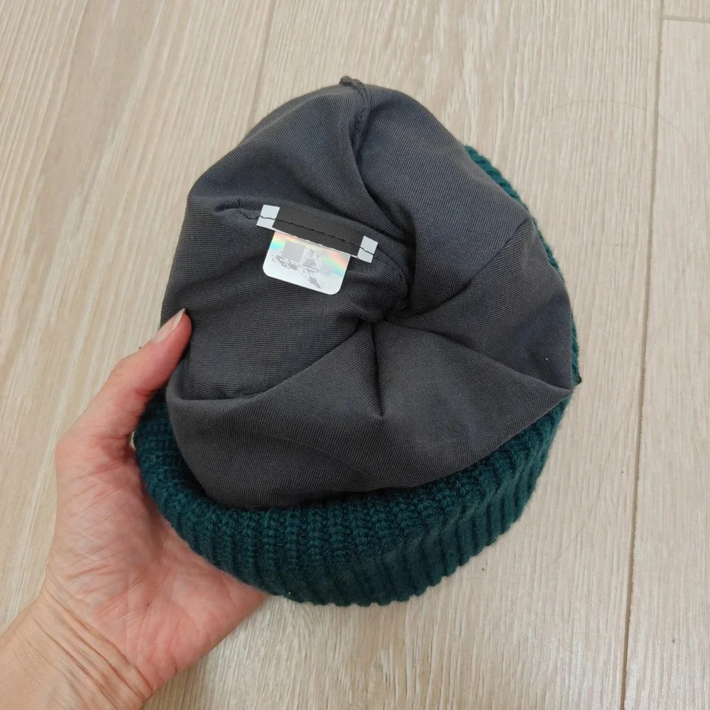 The North Face Unisex Salty Dog Beanie Teal Green Ribbed Knit Jersey Lined Hat